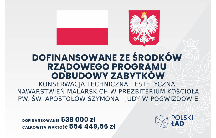 Konserwacja techniczna i estetyczna nawarstwień malarskich w prezbiterium kościoła pw. św. Apostołów Szymona i Judy Tadeusza w Pogwizdowie
