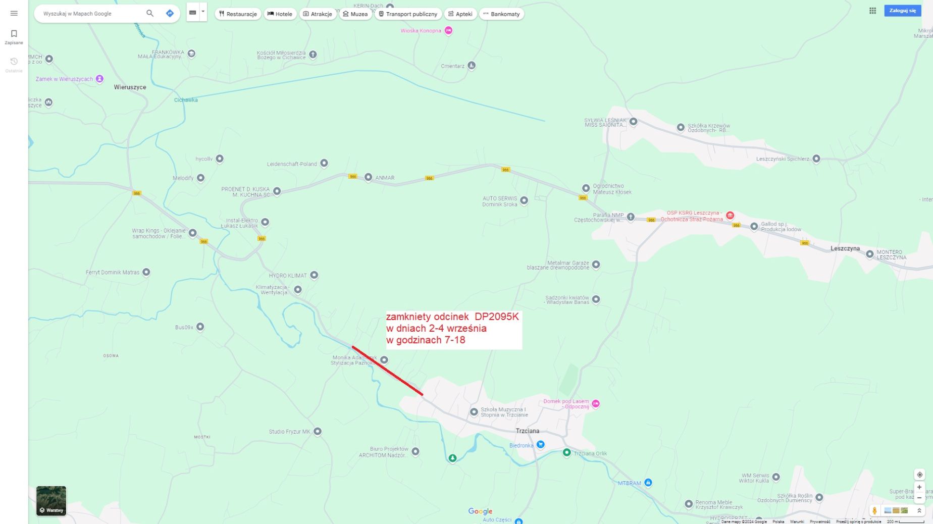 Mapka objazdu