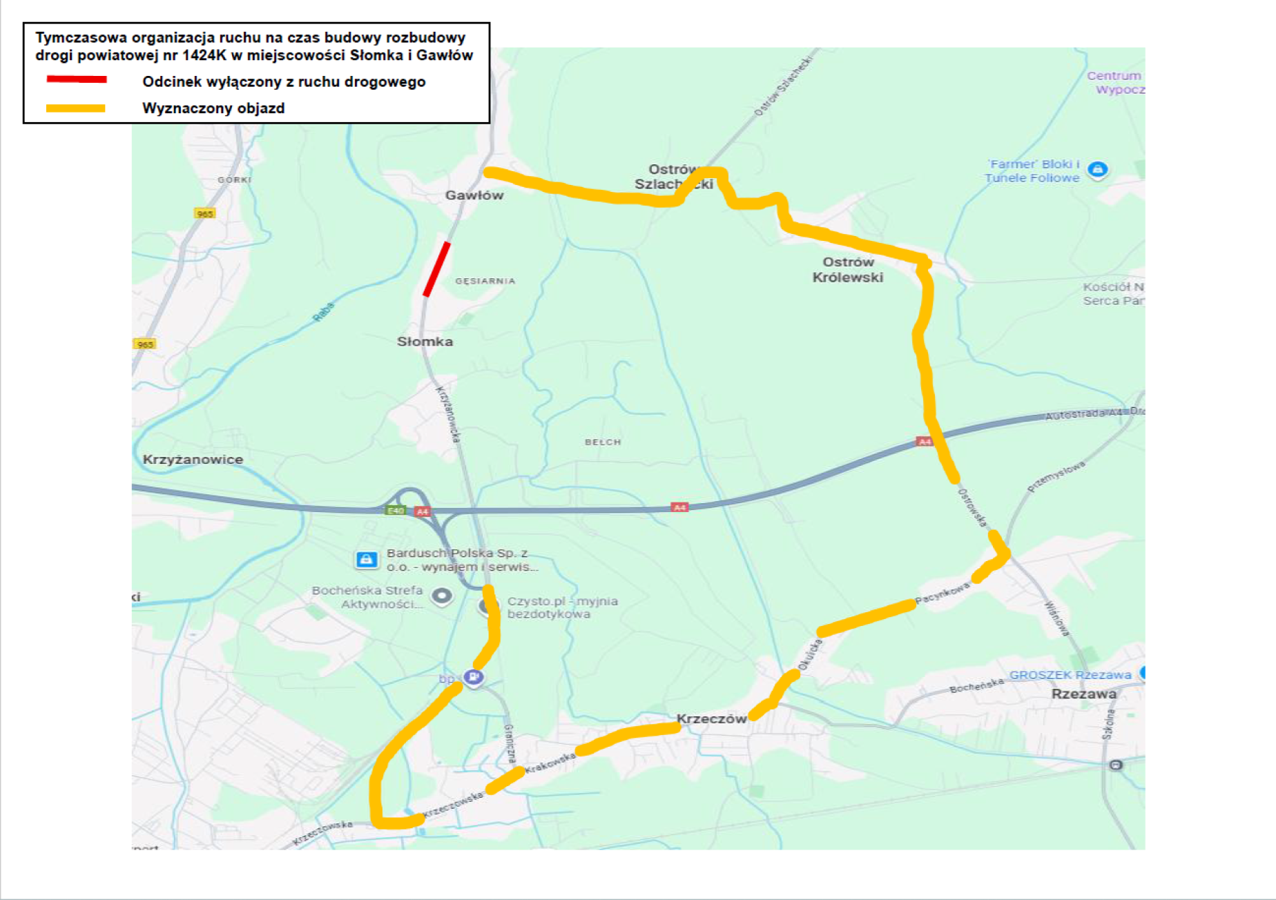 Objazd zamkniętej drogi