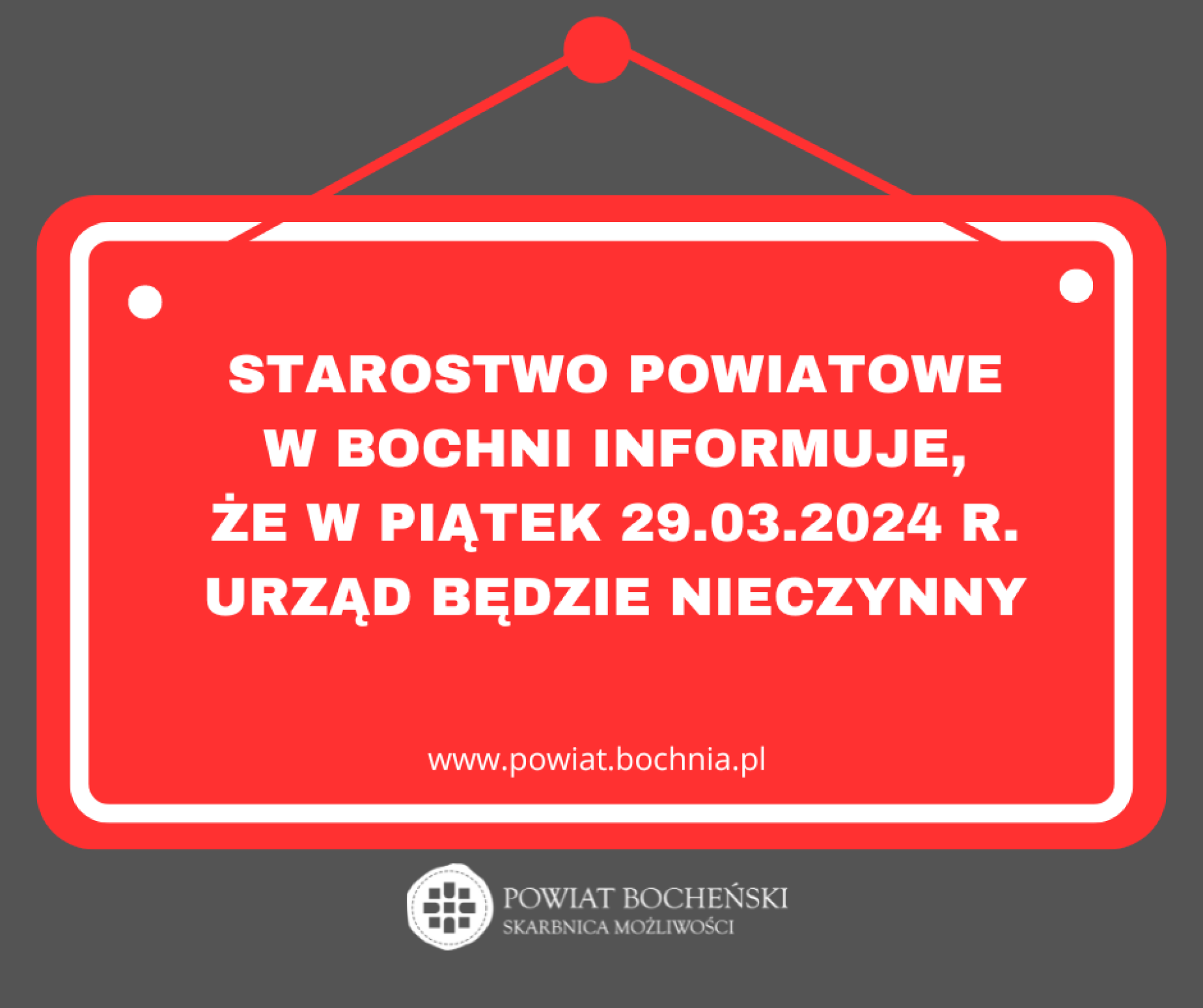 W Wielki Piątek urząd zamknięty