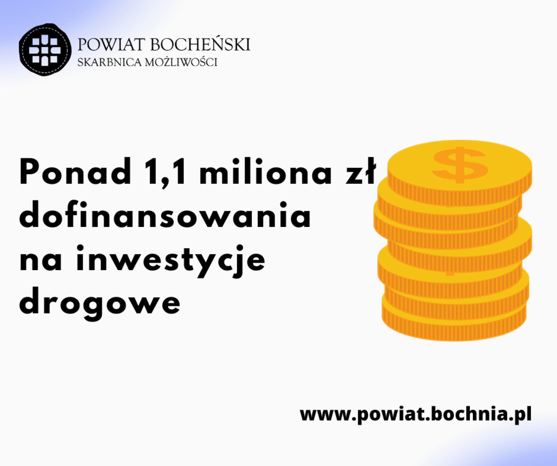 Ponad 1,1 mln zł. dofinansowania na inwestycje drogowe
