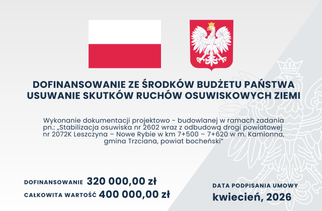 Powiat Bocheński z podpisanymi umowami na zabezpieczenie osuwisk