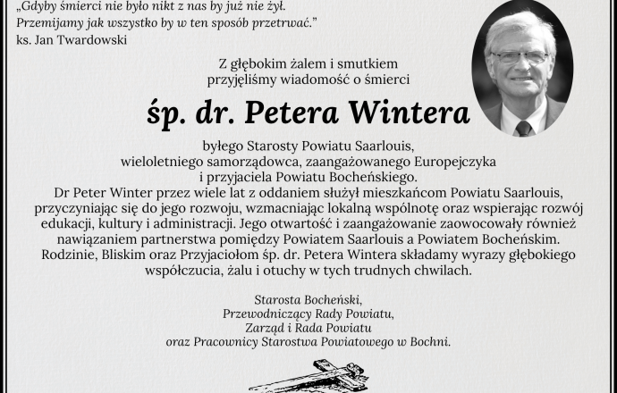 Kondolencje od władz Powiatu Bocheńskiego