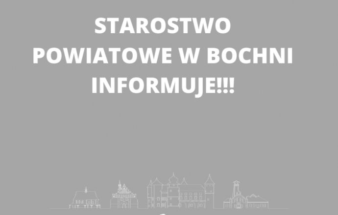 Od poniedziałku Starostwo Powiatowe w Bochni zupełnie ogranicza bezpośrednią obsługę interesantów 