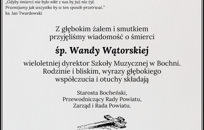 Kondolencje od Władz Powiatu Bocheńskiego