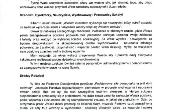 Nietypowe zakończenie roku szkolnego