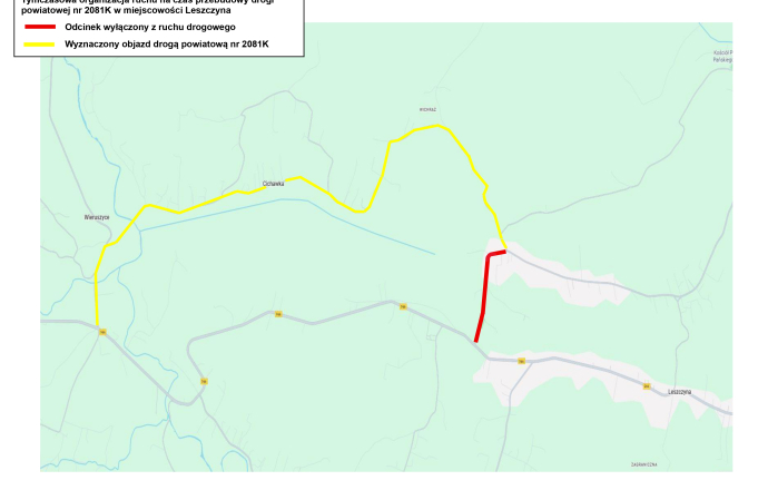 Zamknięcie drogi powiatowej w Leszczynie