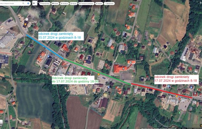 Zamknięta droga w Trzcianie