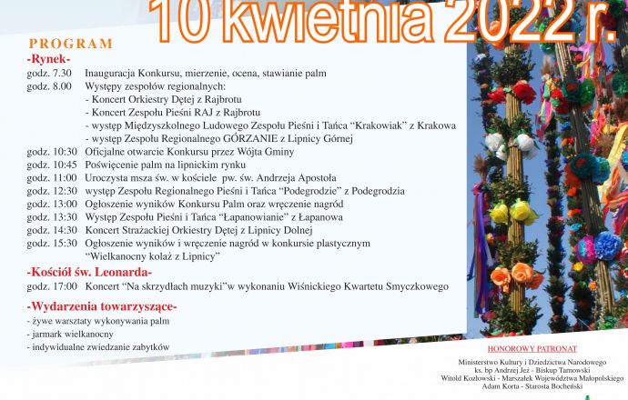 63. Konkursu Lipnickich Palm i Rękodzieła Artystycznego im. Józefa Piotrowskiego Lipnica Murowana 